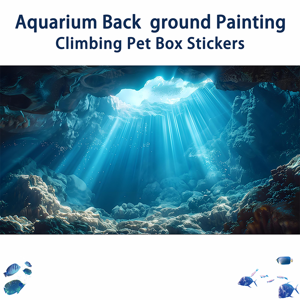 Aquarium Fish Hiding Places - Sunshine Cave, Fish Tank Background Painting,