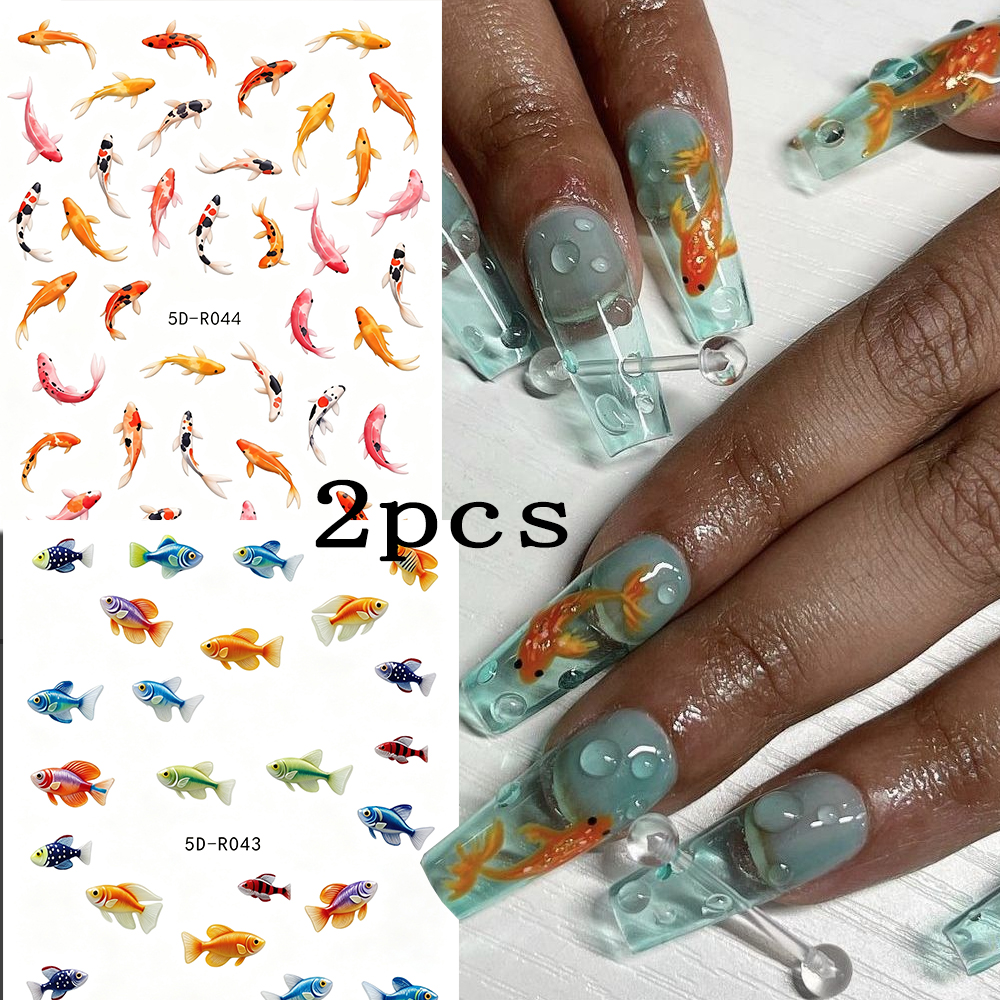 Aquarium Fish Koi - 2Pcs 5D Tropical Aquarium Fish Nail