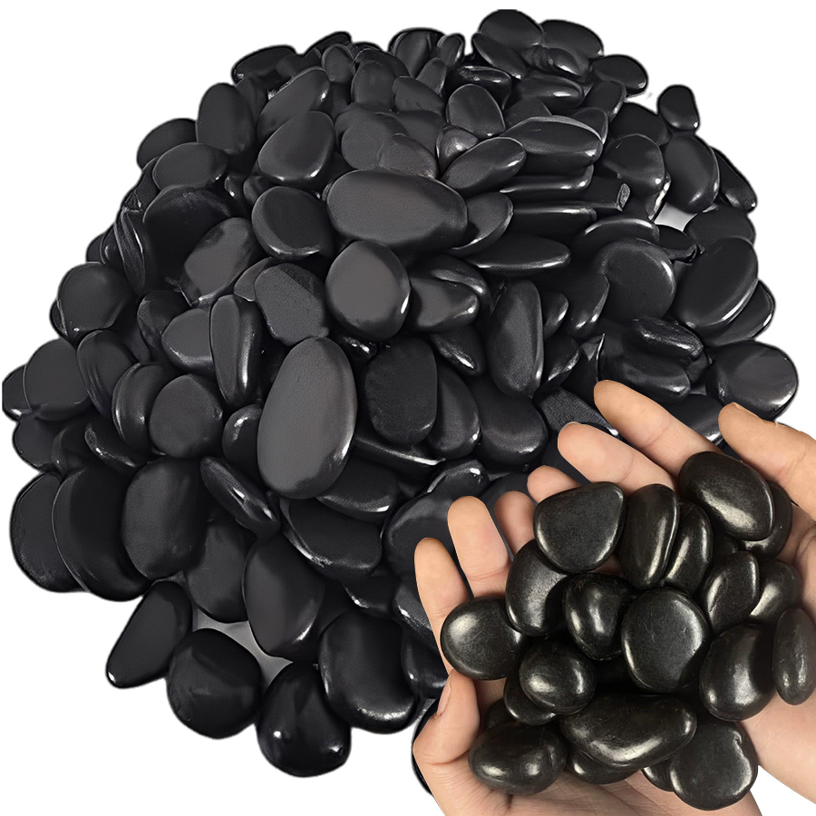 Aquarium Fish Black - 200g Black High Polished Natural Pebbles