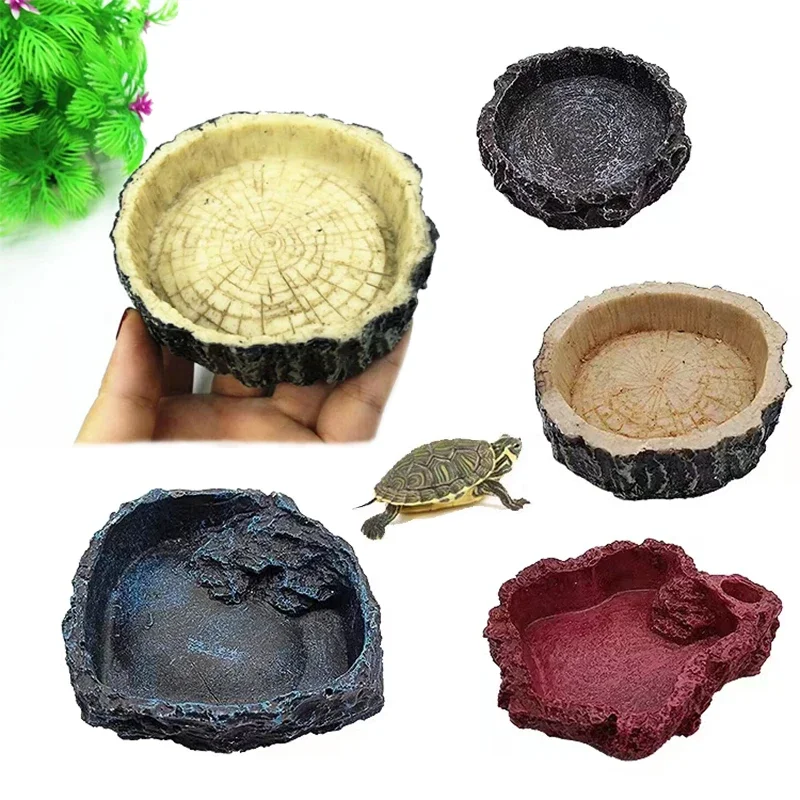Aquarium Fish Hiding Places - Pet Reptile Feeder Bowl Resin Aquarium