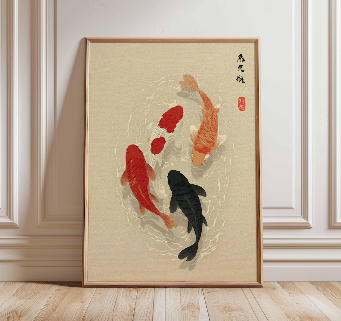 Aquarium Fish Koi - Japanese Koi Fish Poster, Minimalist Asian
