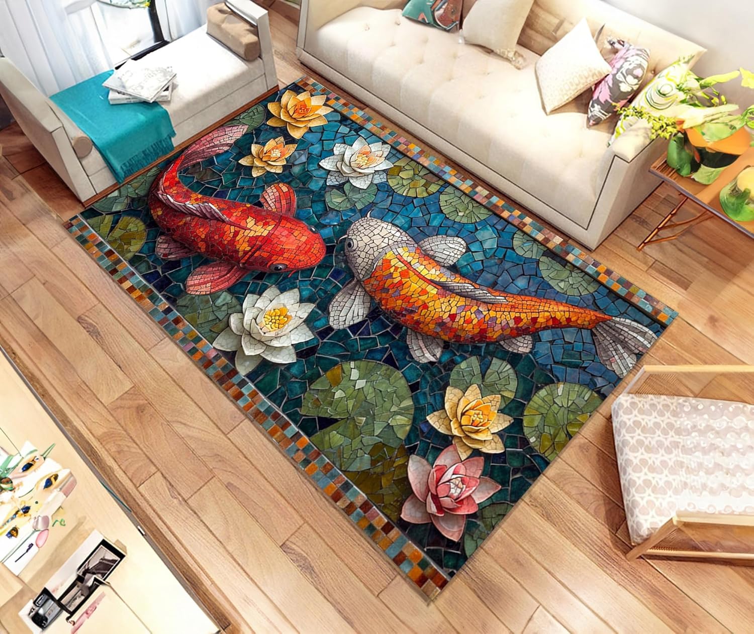 Fish Rug, Koi Fish Rug, Koi Po – Aquarium Fish Koi Bewertung und Preis